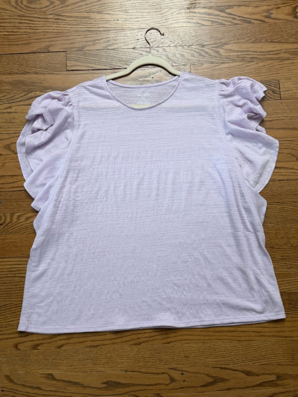 Nine West Lavender Top 2X Puff Sleeve Short Sleeve Blouse Plus Size